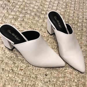 MISS SELFRIDGE white mules.